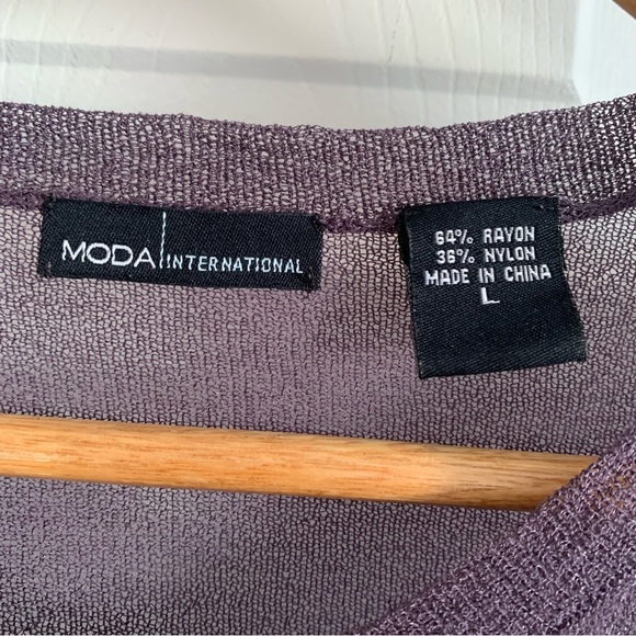 Moda International Purple Sheer Button Front Cardigan - Picture 9 of 13